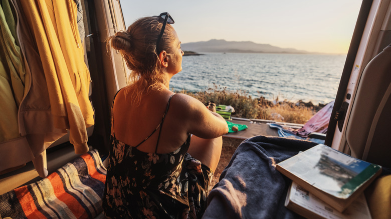 Camper by the ocean