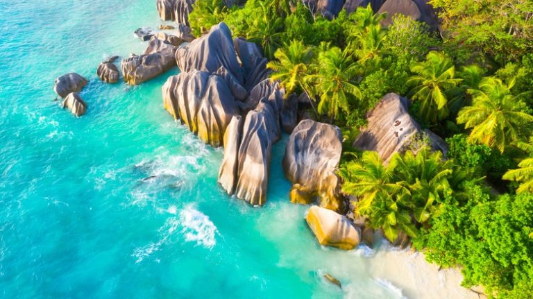 Drone shot of La Digue