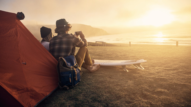 People camping on the beach