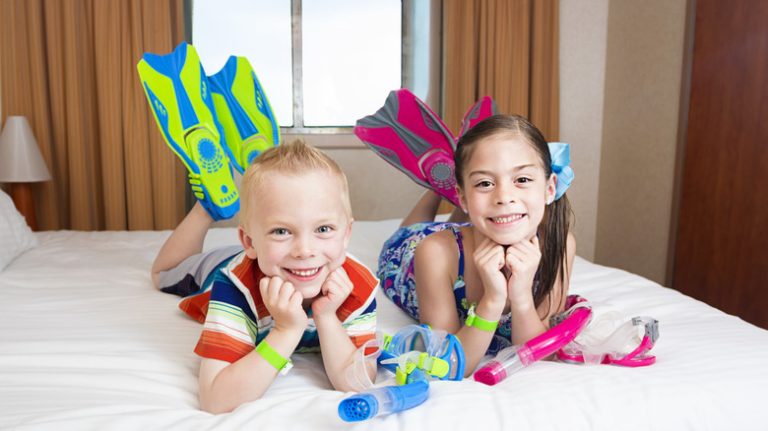 Kids lounging in snorkel gear