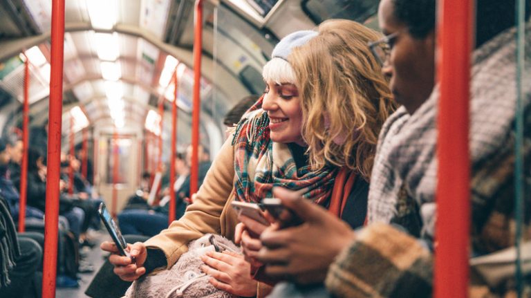 People on metro in U.K.