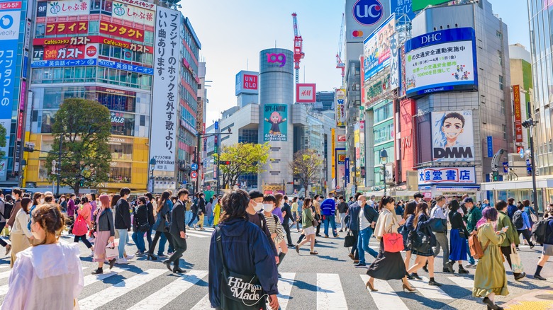 Tourists in Shibuya crossing