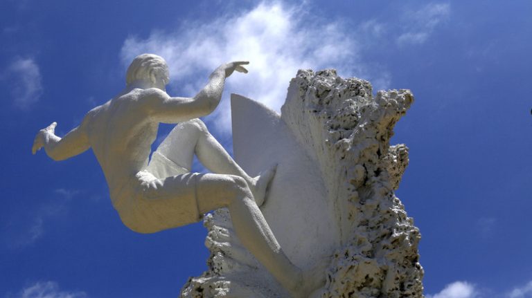 Cocoa Beach surfing statue