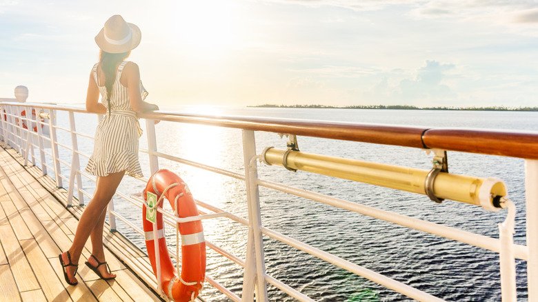 Woman on cruise ship deck