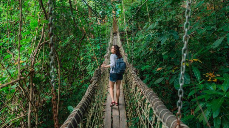 woman on canopy walkway