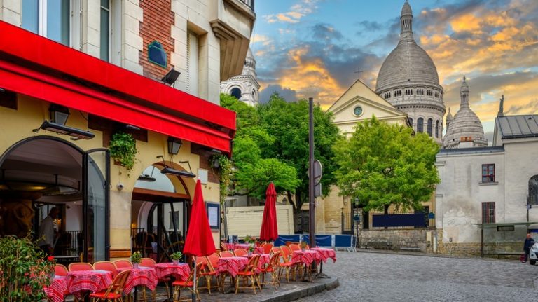 french street with cafe