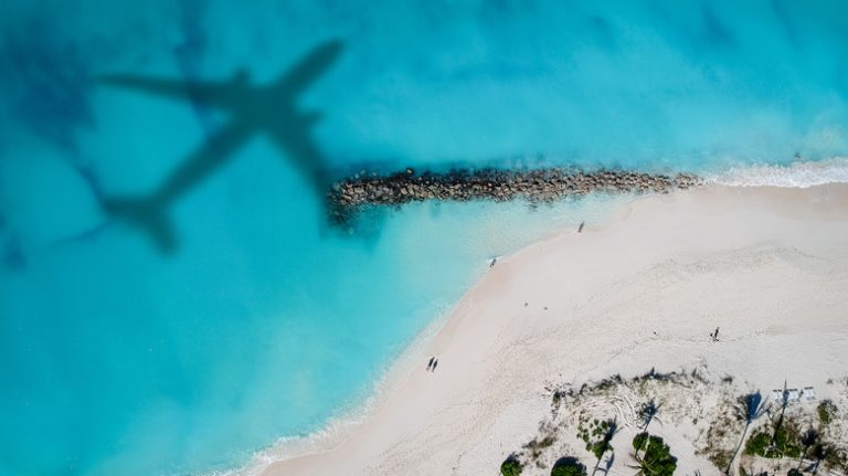 Airplane shadow Turks and Caicos