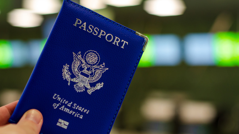 person holding U.S. passport